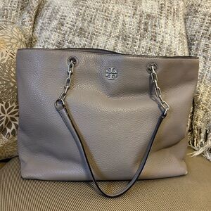 Tory Burch Gray Leather Tote